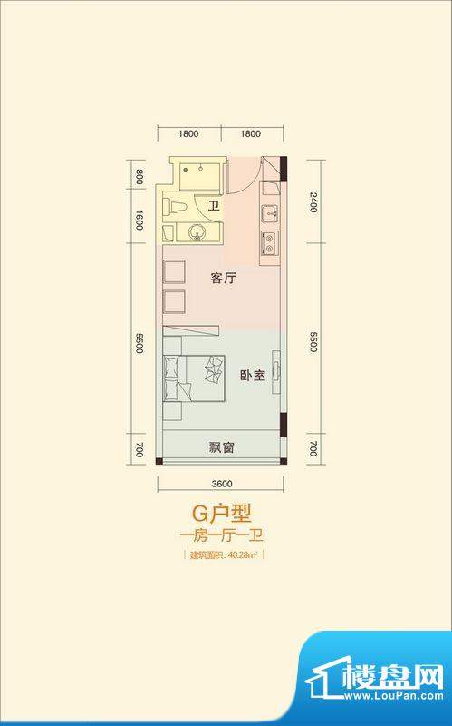 天成国际·金寓G户型面积:40.28平米
