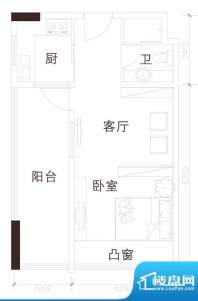 天成国际·金寓D户型面积:51.61平米