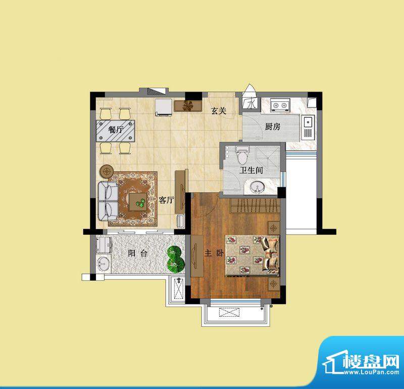 颐养居B2户型图 1室面积:55.70平米
