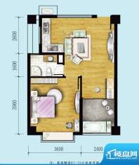 金螺湾公寓E户型 2室面积:52.24平米