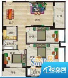 丽江家园三室两厅两面积:0.00平米