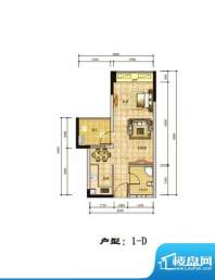 海韵陵河假日1-D户型面积:43.80平米