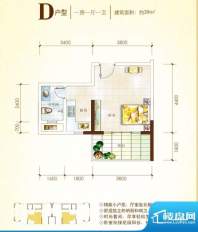 幸福园D户型图 1室1面积:39.00平米