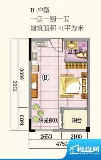 万特上好华庭B户型图面积:41.00平米