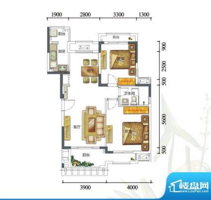 富力红树湾C-06区A户面积:90.00平米