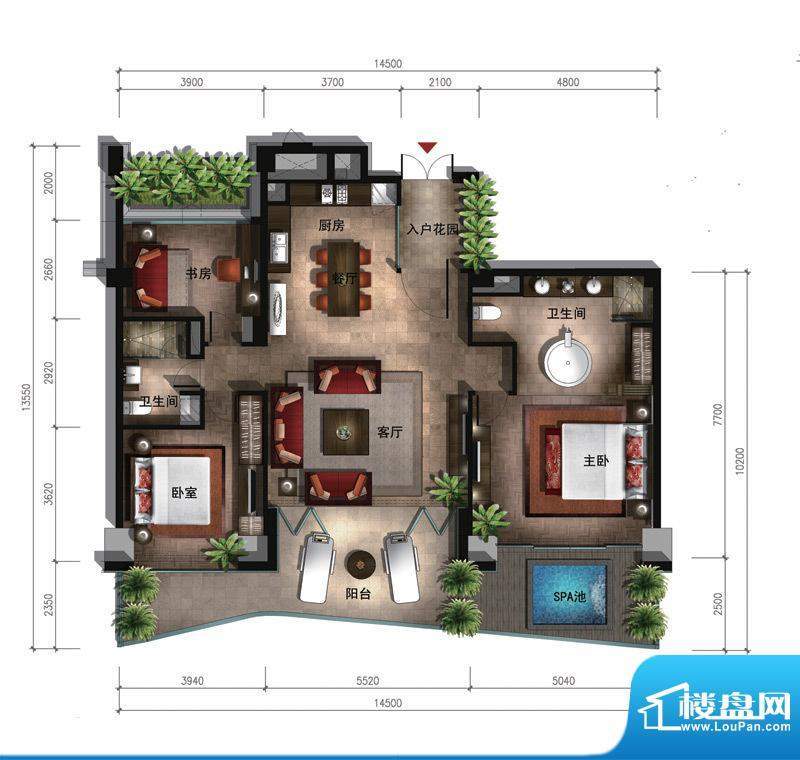 海南绿城清水湾N户型面积:183.00平米