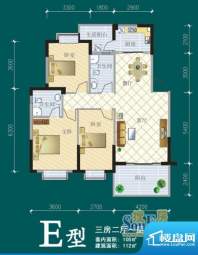 金海雅苑E户型 3室2面积:110.00平米