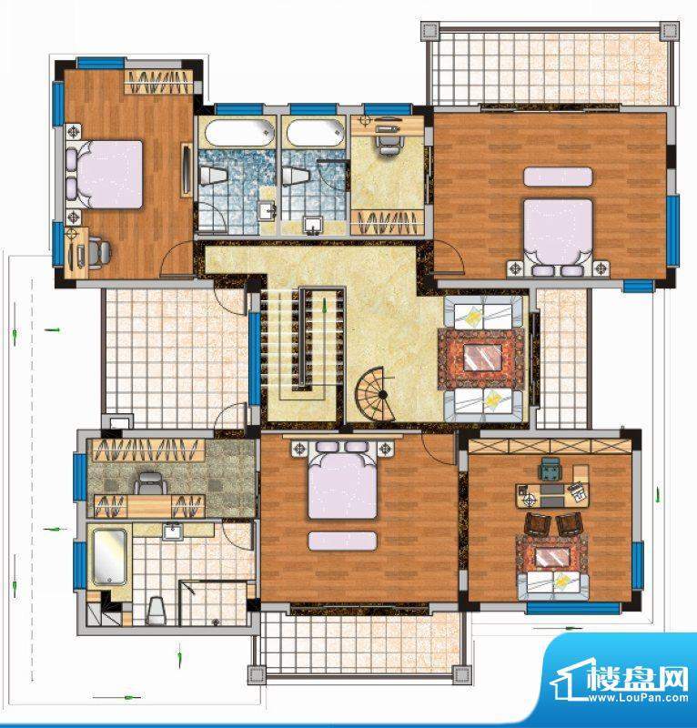 海南大公馆E户型二层面积:435.00平米