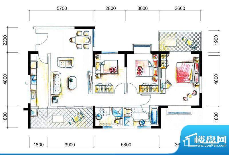 临澜湾海豚花园1号楼面积:123.70平米