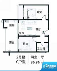 南海家园2号楼C户型面积:86.96平米