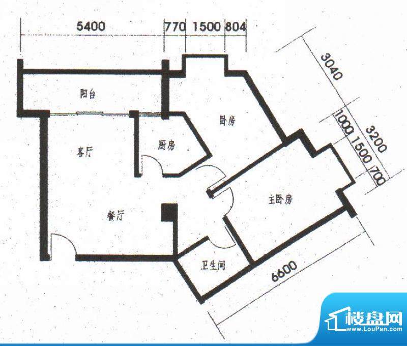 橡树园C3户型 2室2厅面积:80.25平米