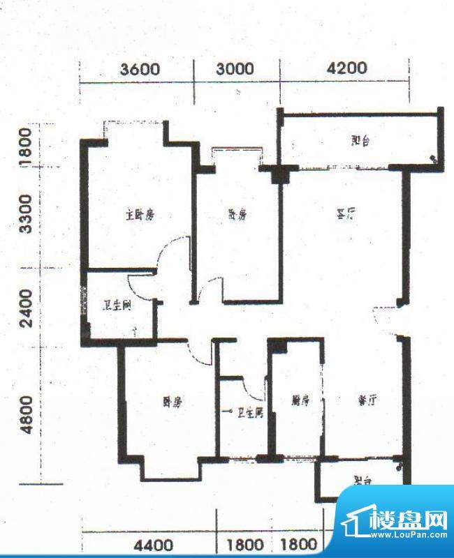 橡树园A1户型 3室2厅面积:130.60平米