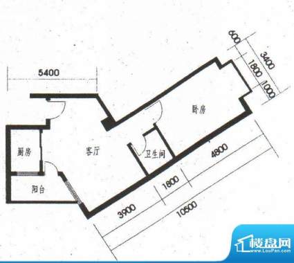 橡树园C4户型 1室1厅面积:64.20平米