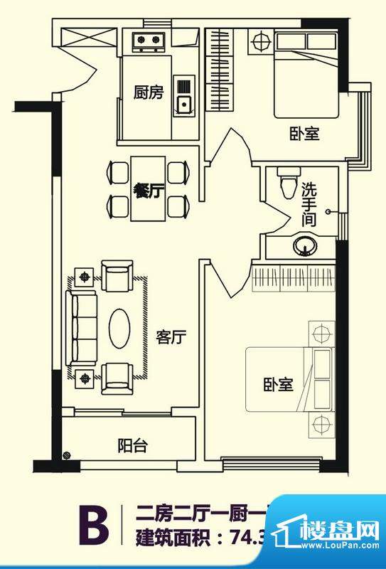 义方家园商务公寓标面积:74.30平米