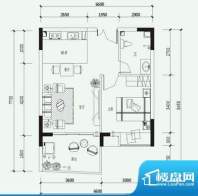 桃源居A户型 1室2厅面积:62.45平米