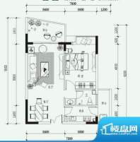 桃源居A户型 1室2厅面积:76.31平米