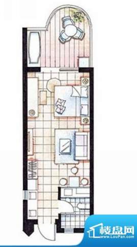 平海逸龙湾8E型 1室面积:53.00平米