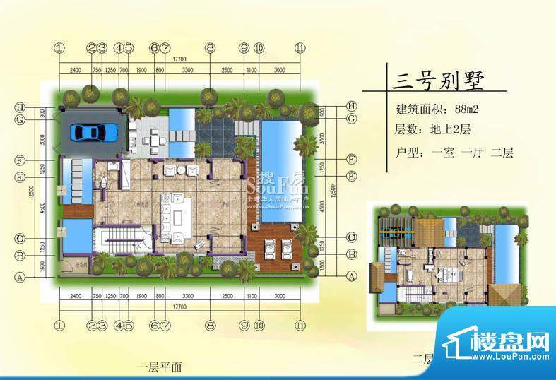 七仙瑶池雨林别墅温面积:88.00平米