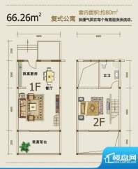 天鹅湖复式公寓户型面积:68.00平米
