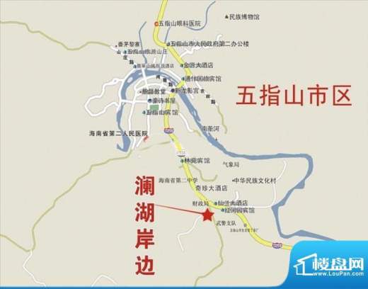 五指山澜湖岸边度假小区交通图