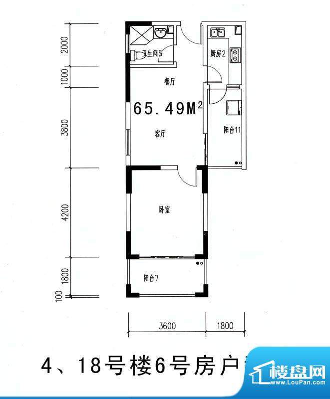 伊比亚河畔4#18#号楼面积:65.49平米