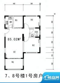 伊比亚河畔7#8#楼1号面积:85.02平米