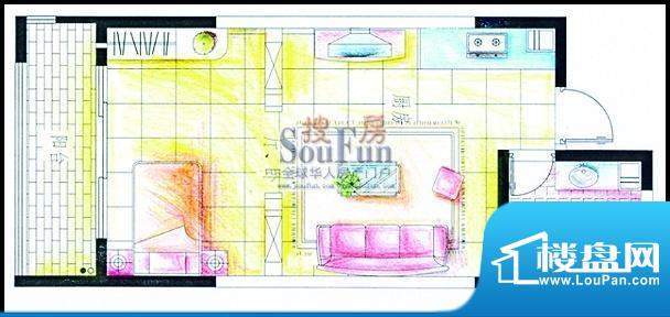 博海悠度湾户型图 1面积:51.03平米