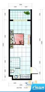 海韵东岸B10户型 1室面积:37.53平米