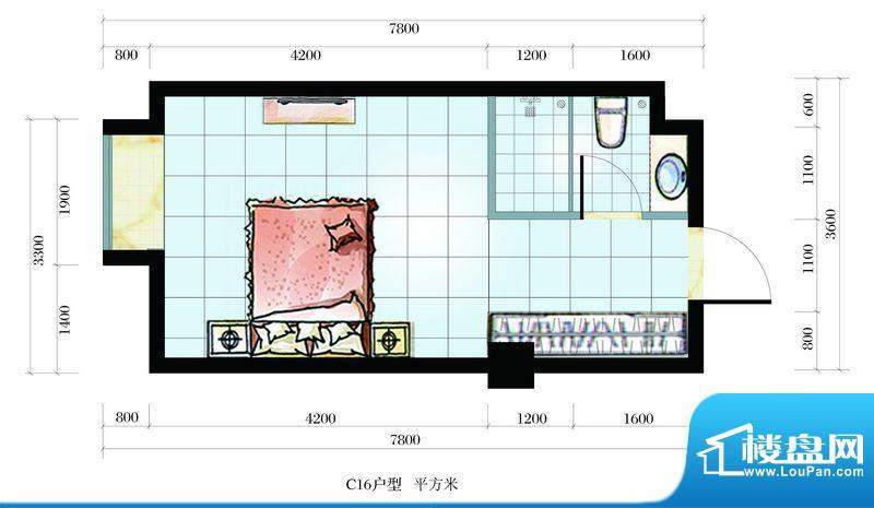 海韵东岸C16户型 1室面积:25.65平米