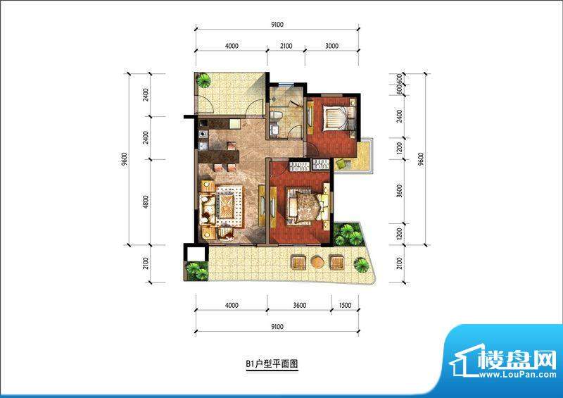 中信香水湾公寓B1户面积:93.27平米