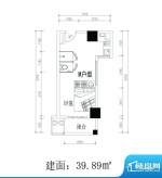 轻城阳光M户型 1室1面积:39.89平米