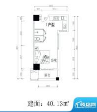 轻城阳光I户型 1室1面积:40.13平米