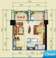 南国海立方户型图 1面积:71.23平米