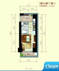 南国海立方1房1厅1卫面积:37.95平米