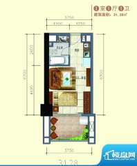 南国海立方1房1厅1卫面积:31.28平米
