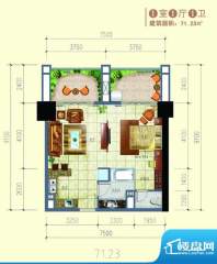 南国海立方1房1厅1卫面积:71.23平米