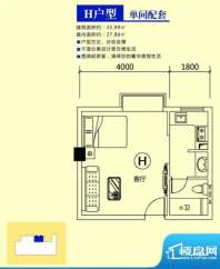 海语星苑H户型 1室1面积:35.99平米