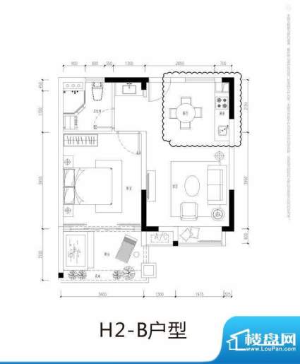 芭蕾雨逸景H2-b 公寓面积:52.00平米