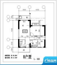 凤翔花园B户型图 2室面积:60.45平米