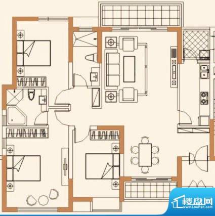 城湖憩园2号楼C户型面积:138.00平米