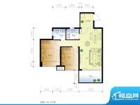 水晶绿岛D户型 2室2面积:81.50平米