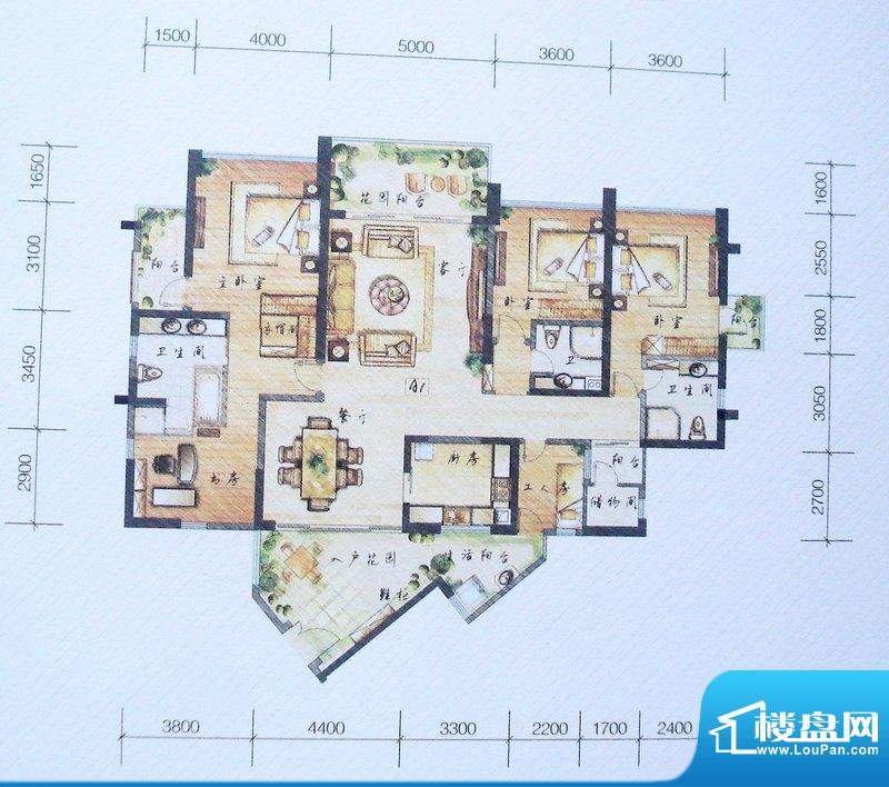 美源海口湾A1户型 5面积:216.00平米