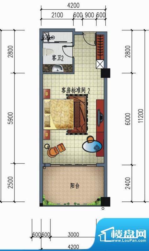 南国金滩假日客户标面积:47.04平米