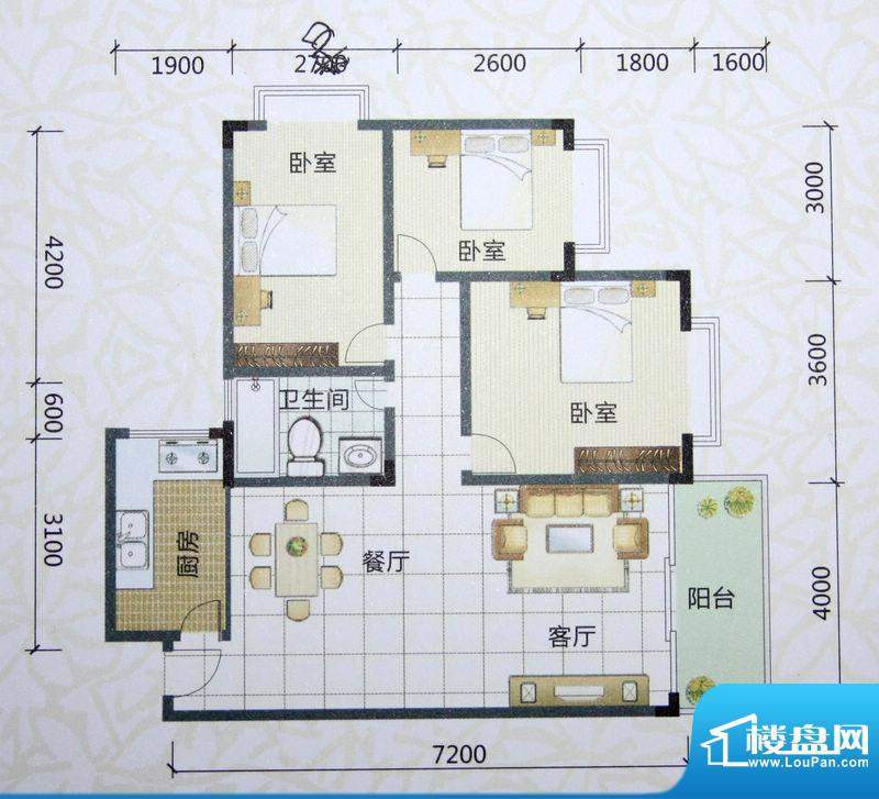 宝源花园二期1、2号面积:92.57平米