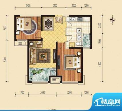 保利香榭里公馆b户型面积:86.91平米