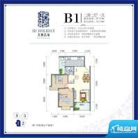 左城右海B1 2室2厅1面积:87.57平米