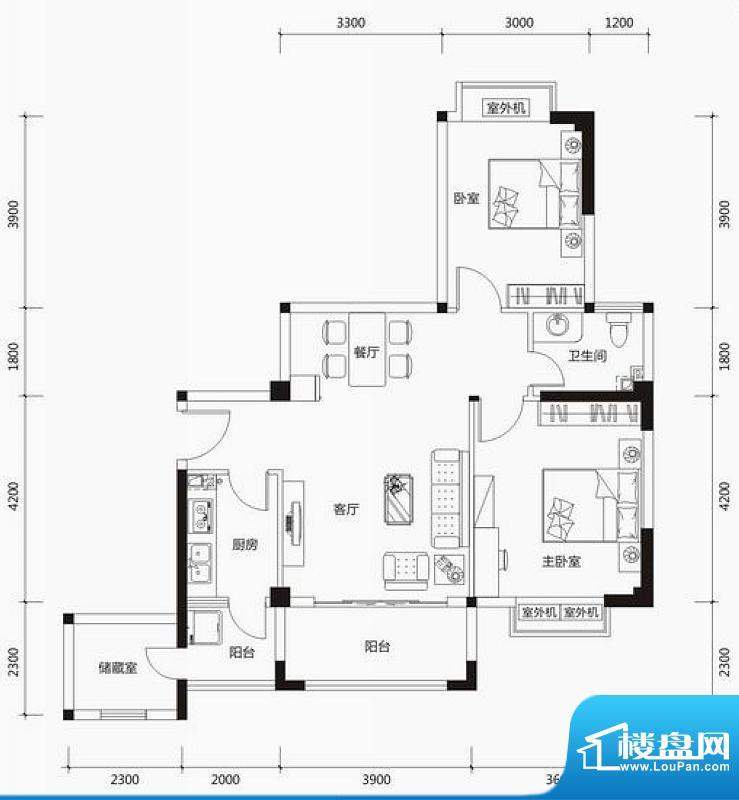 海岸郁金香花园1、2面积:93.99平米