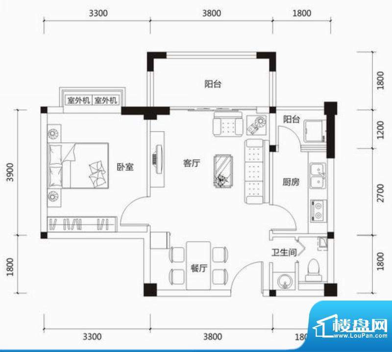 海岸郁金香花园1、2面积:59.38平米