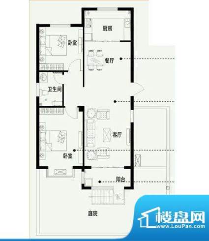 东上城A/B户型图 2室面积:88.00平米