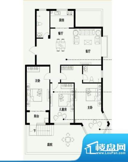 东上城J户型图 3室2面积:143.00平米